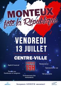 Monteux fête la République. Le vendredi 13 juillet 2018 à MONTEUX. Vaucluse.  19H00